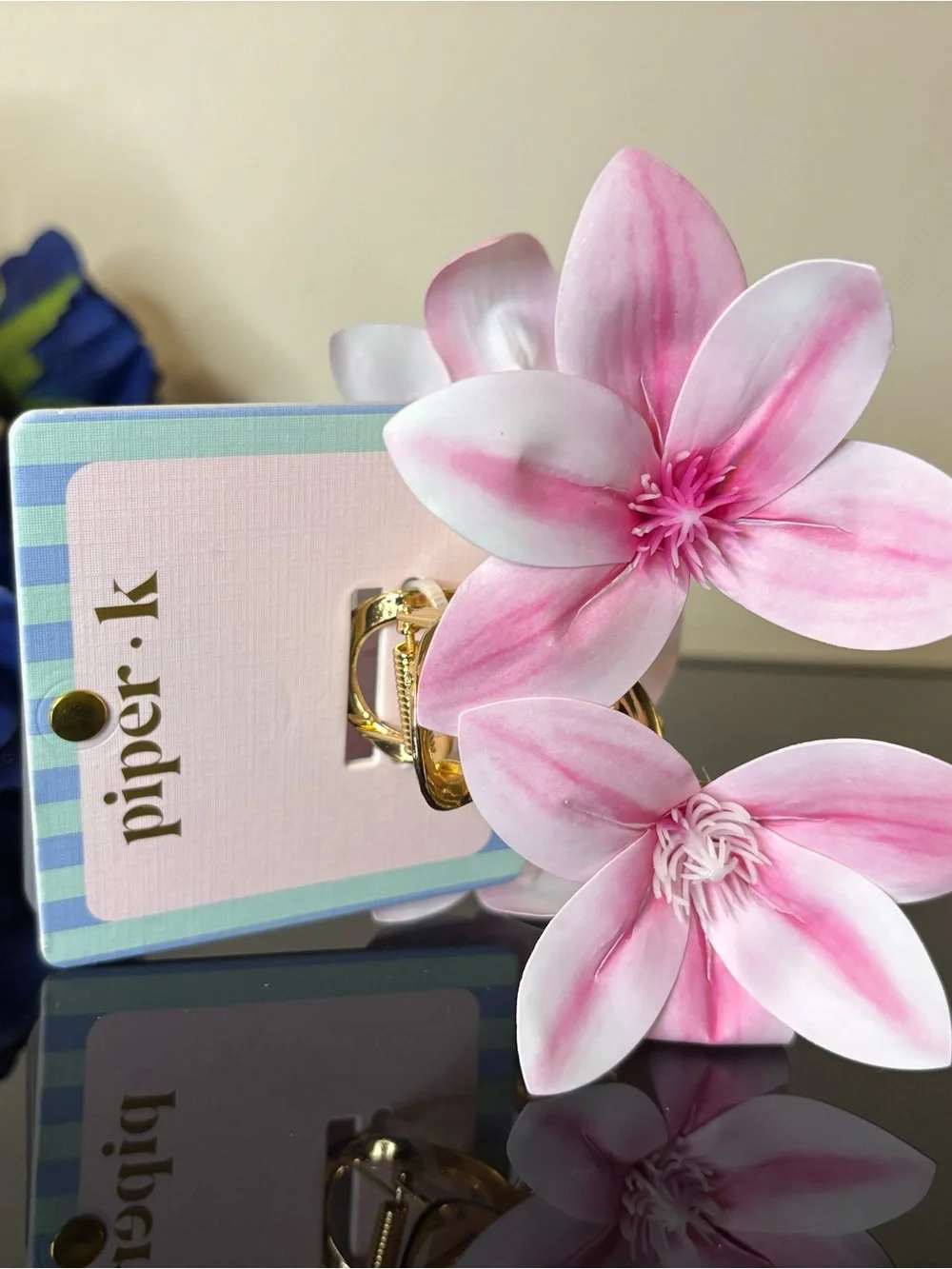 NWT Piper K Large Pink Orchid Jaw Clip